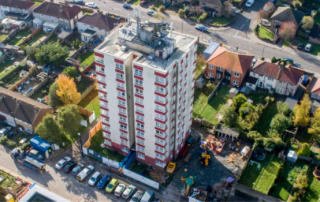 Aerial view of homes in New Addington