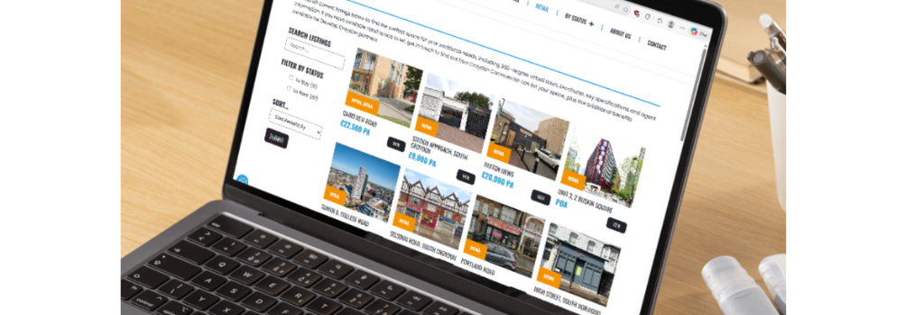 Laptop with Croydon Commercial website page open.