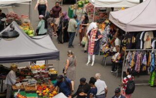 People shopping at Surrey Street Market