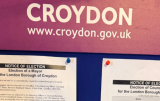 The notice of elections notices on display on the council notice board in the Town Hall.