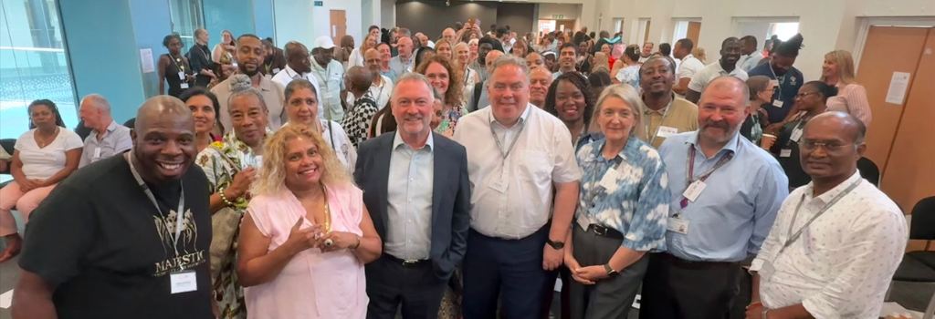 Mayor Perry with Steve Reed MP, council officers and local volunteers at the Croydon Voluntary Action Summit.