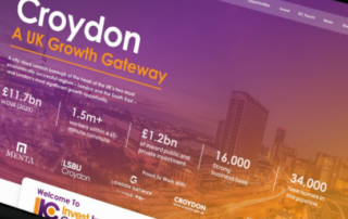 The Croydon Growth Website home page on a laptop.