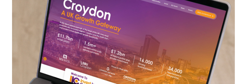 The Croydon Growth Website home page on a laptop.