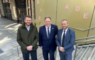 (left to right) Paul Richmond of Network Rail, Executive Mayor Jason Perry and Richard Lewis of Menta