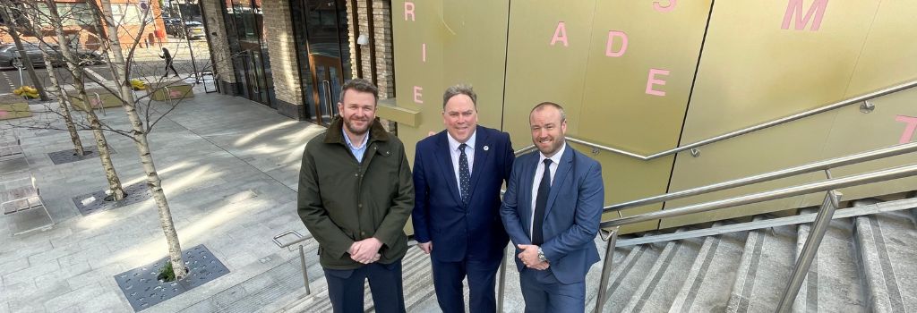 (left to right) Paul Richmond of Network Rail, Executive Mayor Jason Perry and Richard Lewis of Menta
